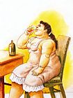 Mujer bebiendo by Fernando Botero